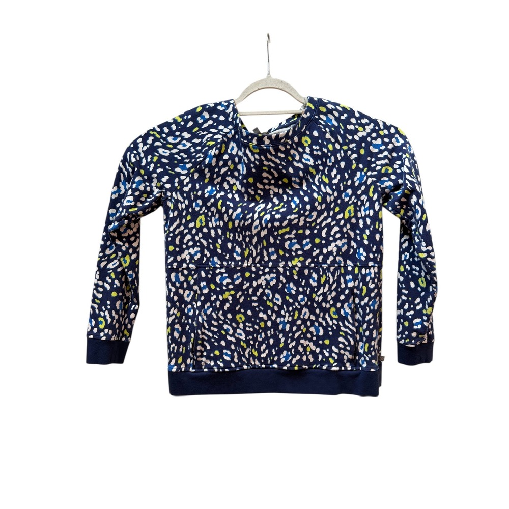 T by Talbots Sweatshirt Women M Navy Blue Animal Print Cotton Activewear
